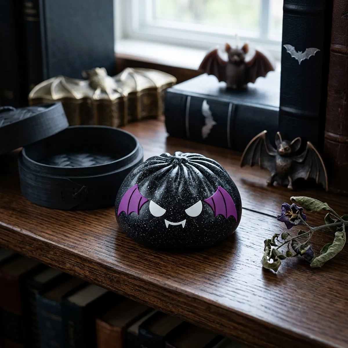 Squishy Dumpling Chauve-souris noire pailletée — Halloween — en décor d'Halloween