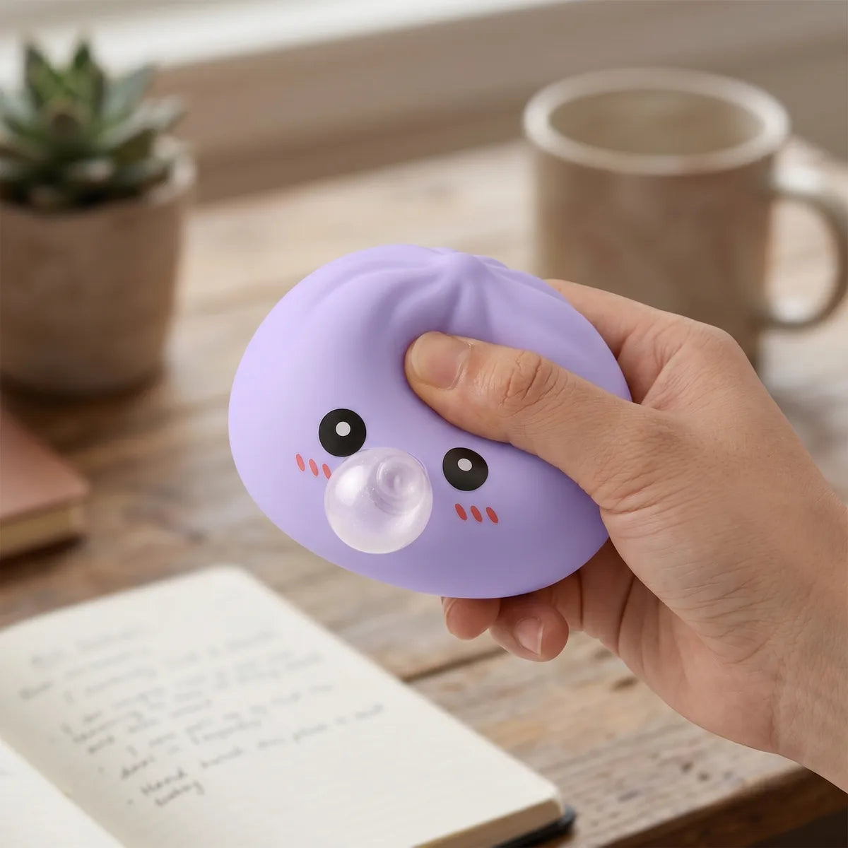 Squishy Dumpling Bubble Bleu — en décoration de bureau
