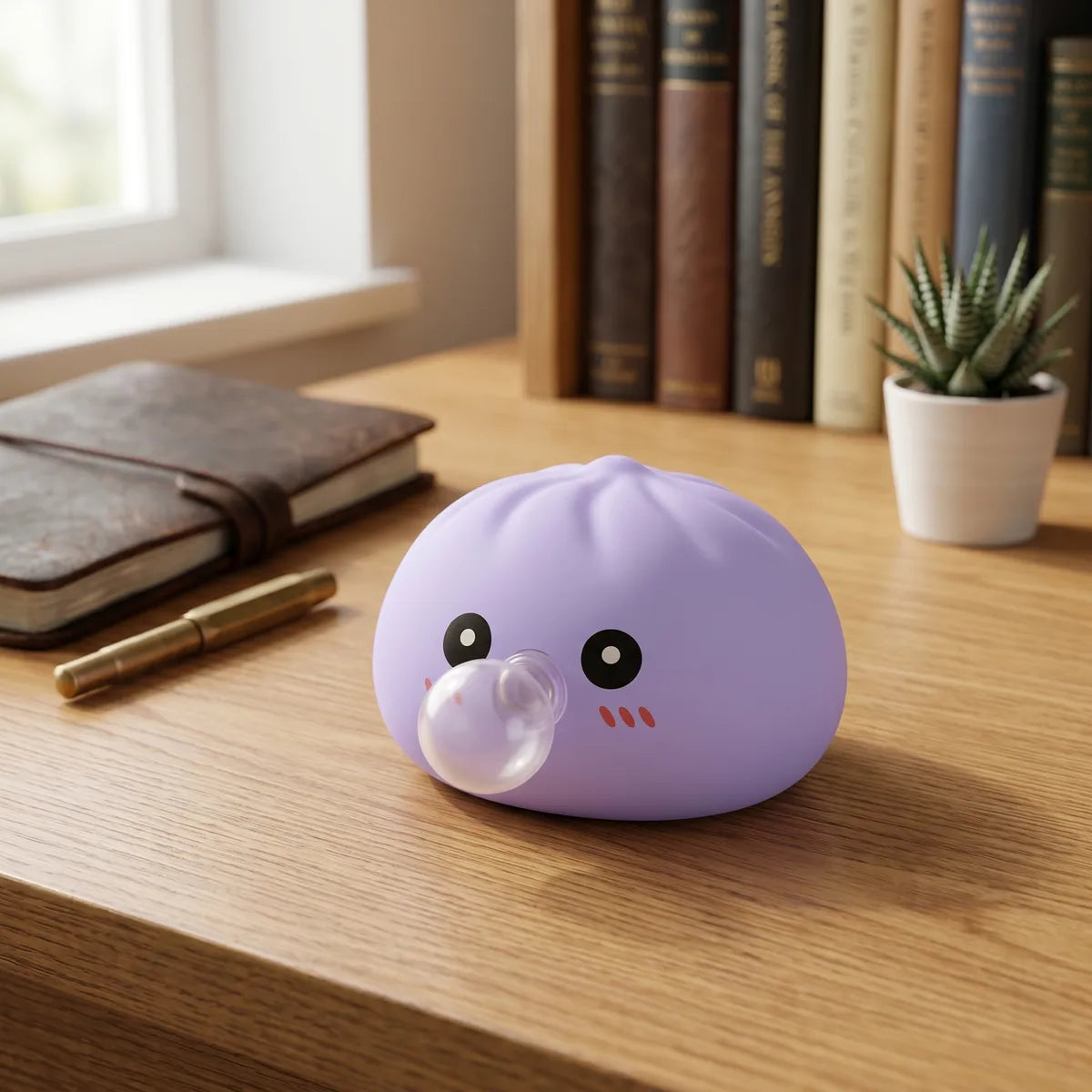 Squishy Dumpling Bubble Bleu — dans son panier vapeur en bambou