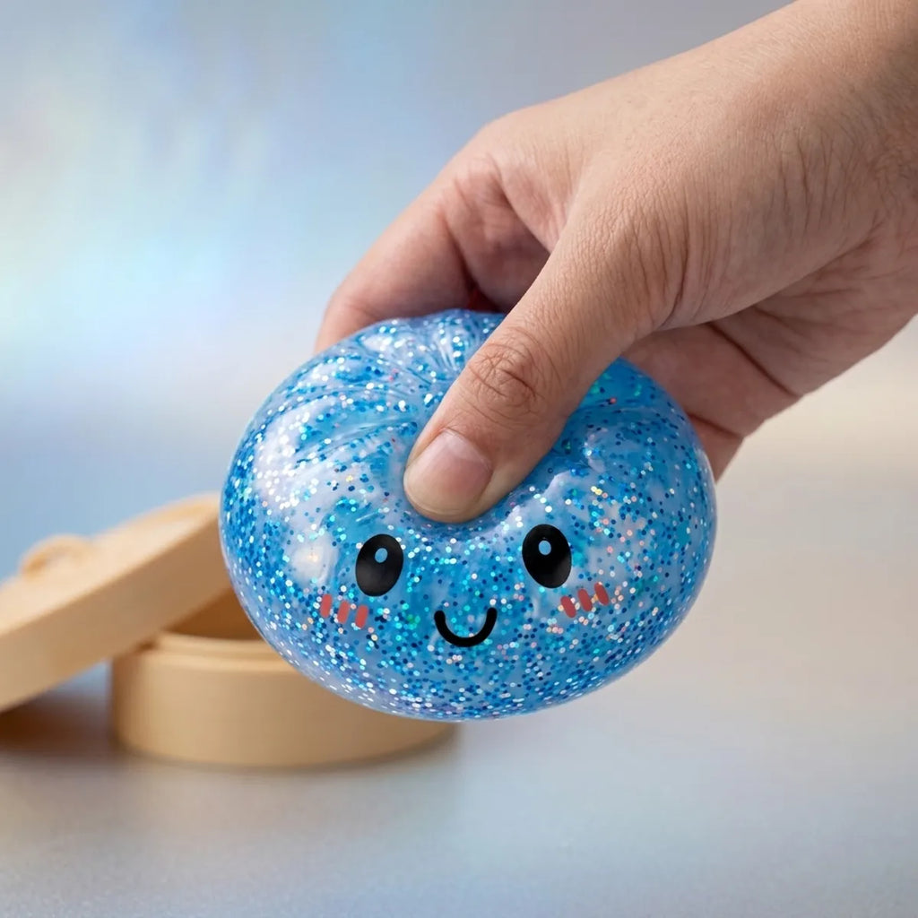 Squishy Dumpling Bleu à Paillettes — en cours de compression