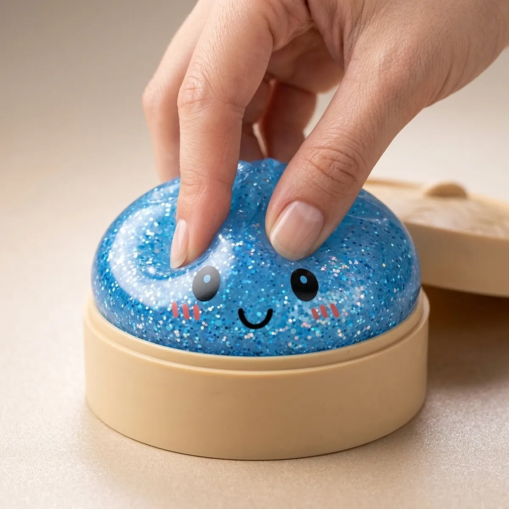 Squishy Dumpling Bleu à Paillettes — complètement écrasé