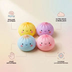 Coffret 24 Squishy Dumpling Mini Mystère — guide des tailles, comparaison avec une main
