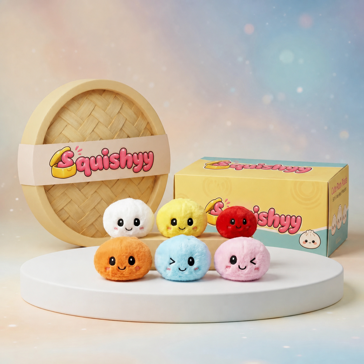 Coffret 6 Porte-clés Squishy Dumpling — l'ensemble complet