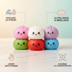 Coffret 6 Squishy Dumpling Unis — guide des tailles, comparaison avec une main
