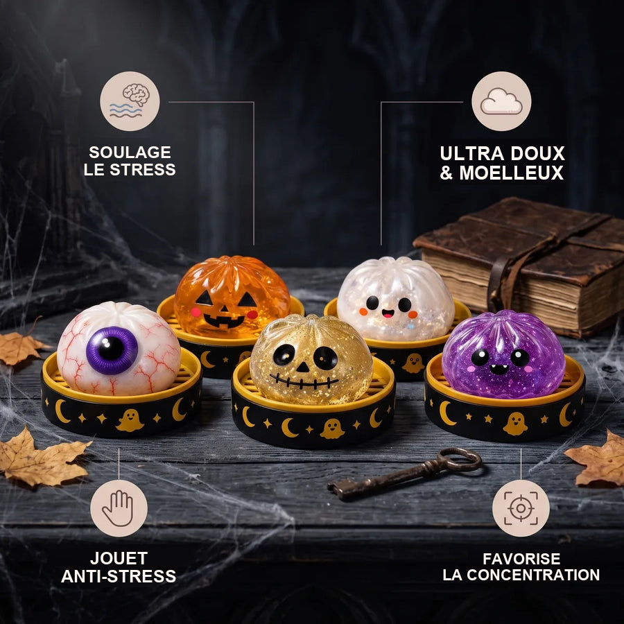 Coffret Squishy Dumpling Halloween 5 pièces — les cinq modèles inclus