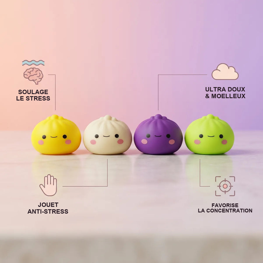 Coffret Squishy Gyoza Japonais — guide des tailles, comparaison avec une main