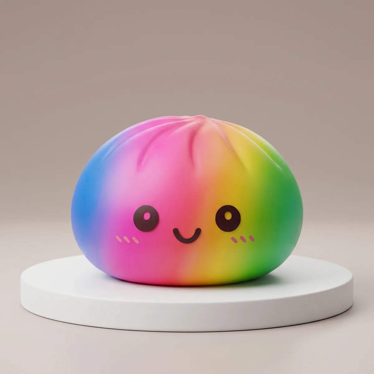 Squishy Dumpling Arc-en-ciel 15 cm — vu de face sur fond neutre