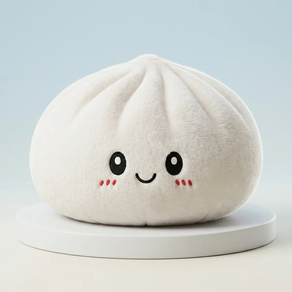 Squishy Dumpling Coussin 25 cm — vu de face sur fond neutre