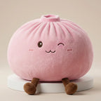 Squishy Dumpling Rose XXL Coussin — vu de face sur fond neutre
