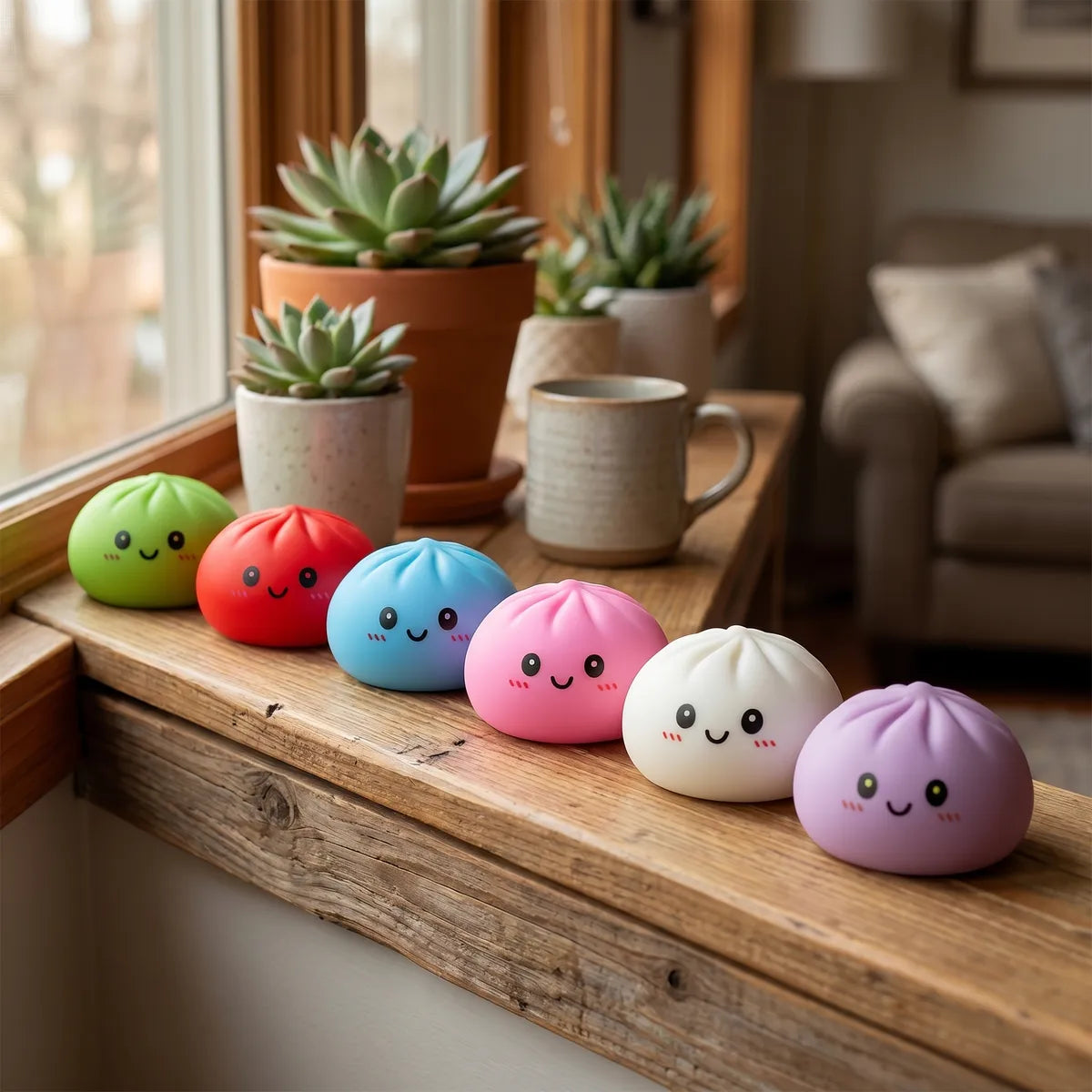 Squishy Dumpling Mystère Boîte Surprise — dans son panier vapeur en bambou