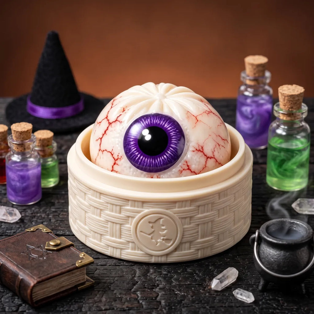 Squishy Dumpling Œil injecté — Halloween — avec sa boîte Halloween