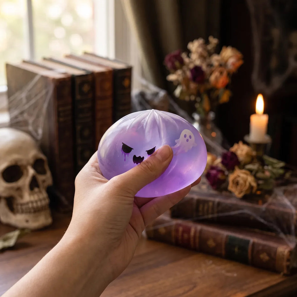 Squishy Dumpling Fantôme Violet — utilisé comme anti-stress