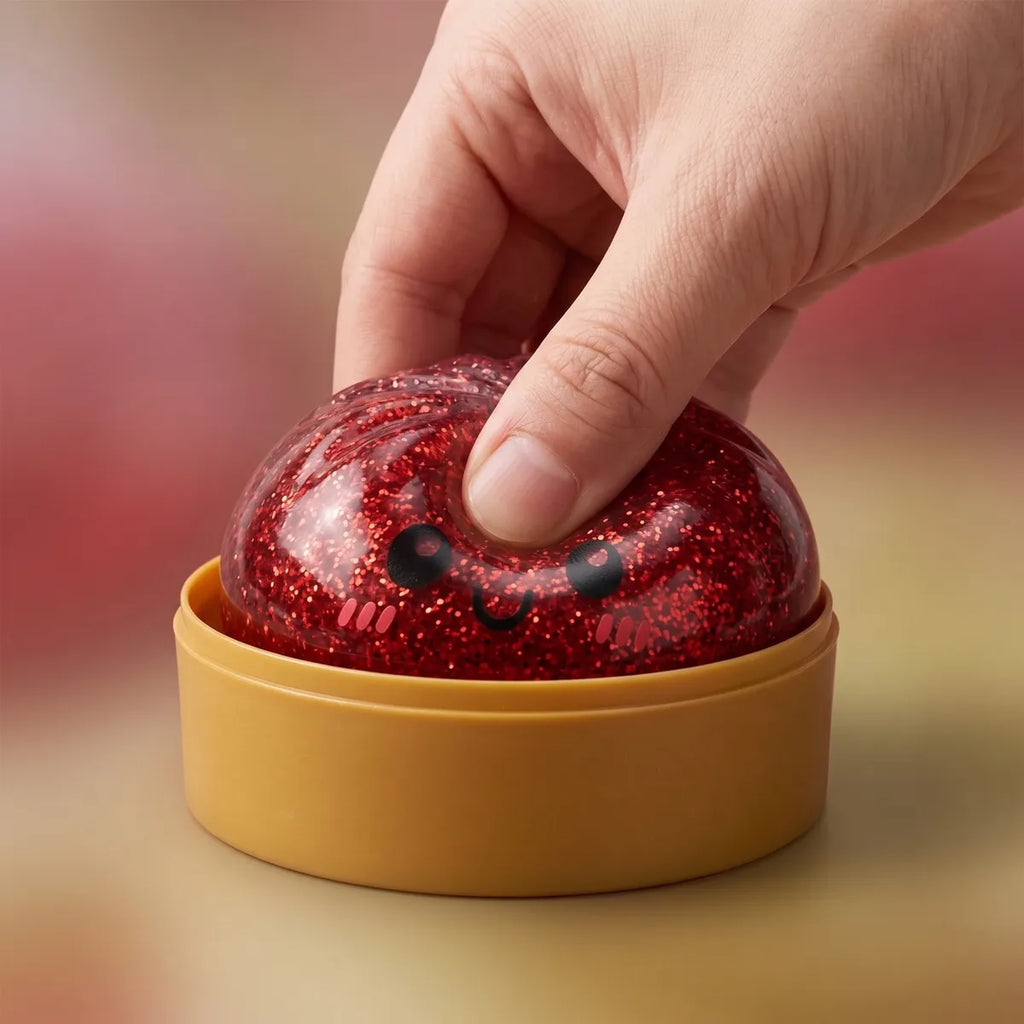 Coffret 6 Squishy Dumpling à Paillettes — pressé entre les doigts