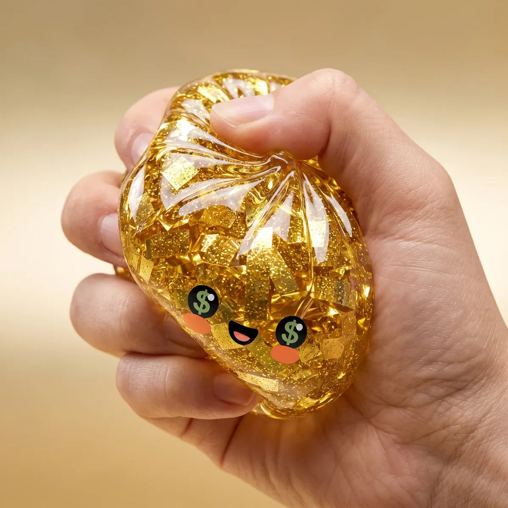 Squishy Dumpling Or Porte-Bonheur — sous la pression des doigts