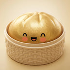 Squishy Dumpling Brioche Dorée — dans son panier vapeur en bambou