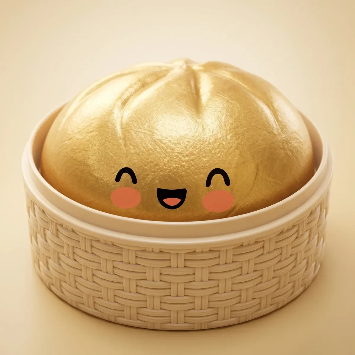 Squishy Dumpling Brioche Dorée — dans son panier vapeur en bambou