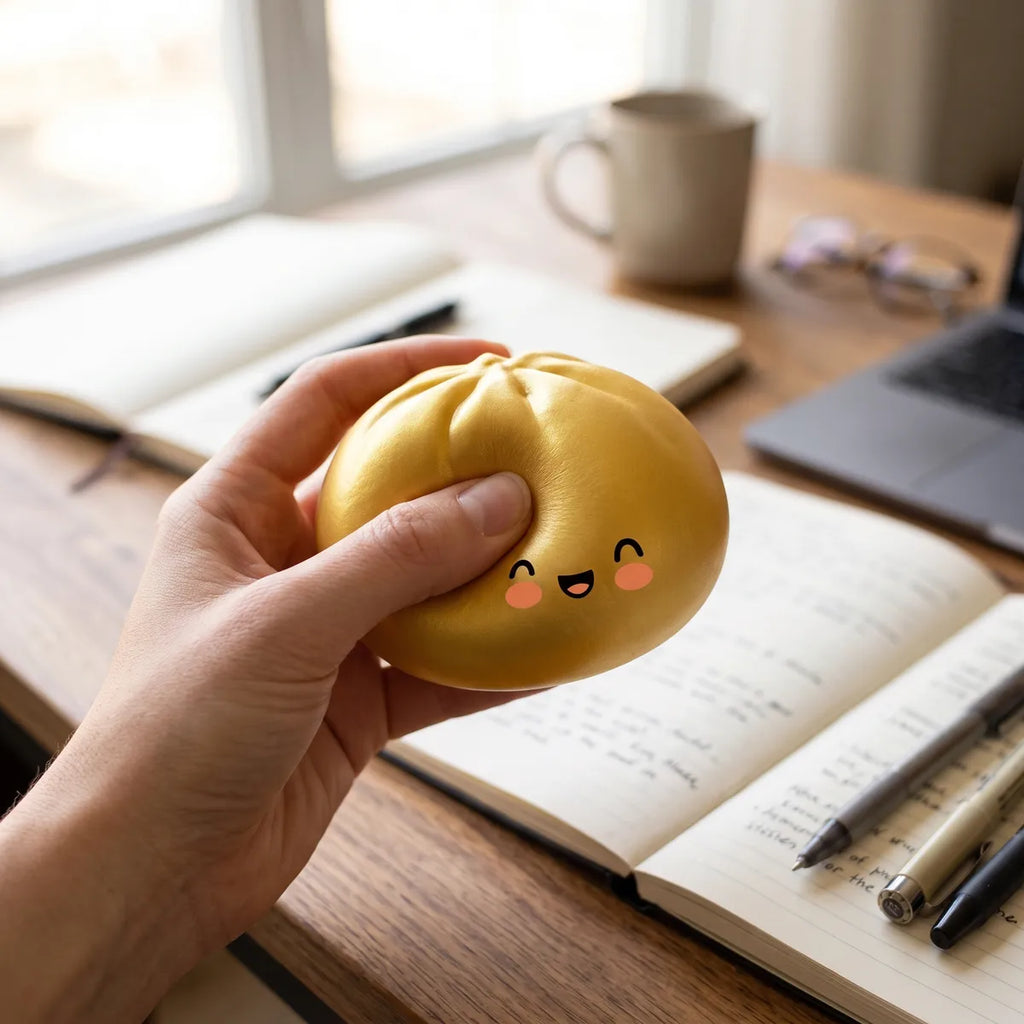 Squishy Dumpling Brioche Dorée — utilisé comme anti-stress
