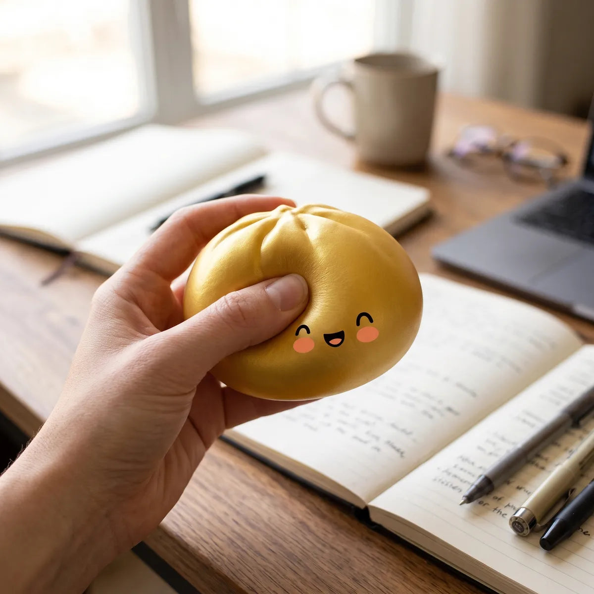 Squishy Dumpling Brioche Dorée — utilisé comme anti-stress