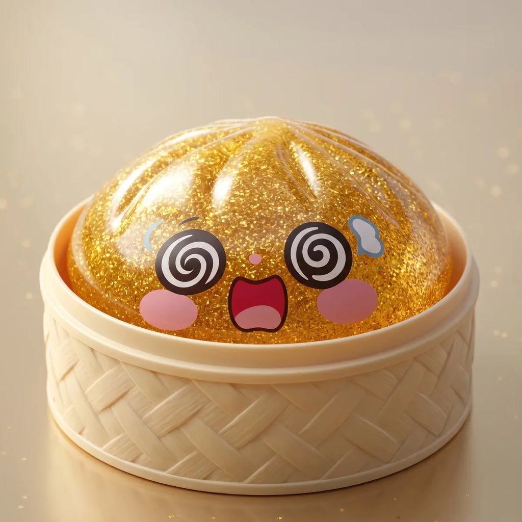 Squishy Dumpling Lingot Doré — macro de la surface