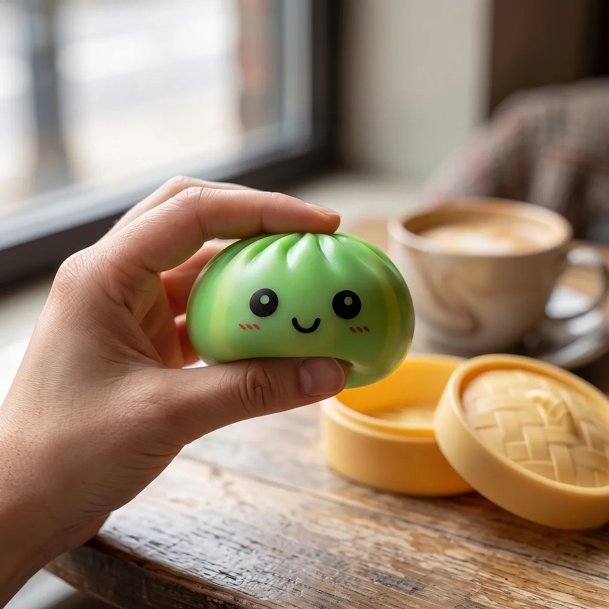 Squishy Dumpling Tie & Dye Vert Bleu — en cours d'utilisation