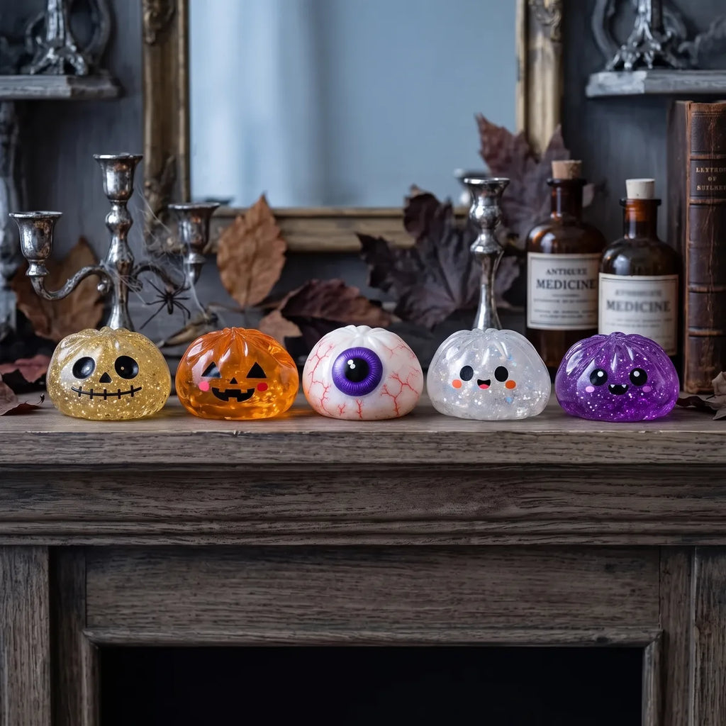 Coffret Squishy Dumpling Halloween 5 pièces — en décor d'Halloween