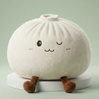 Squishy Dumpling Blanc XXL Coussin — vu de face sur fond neutre