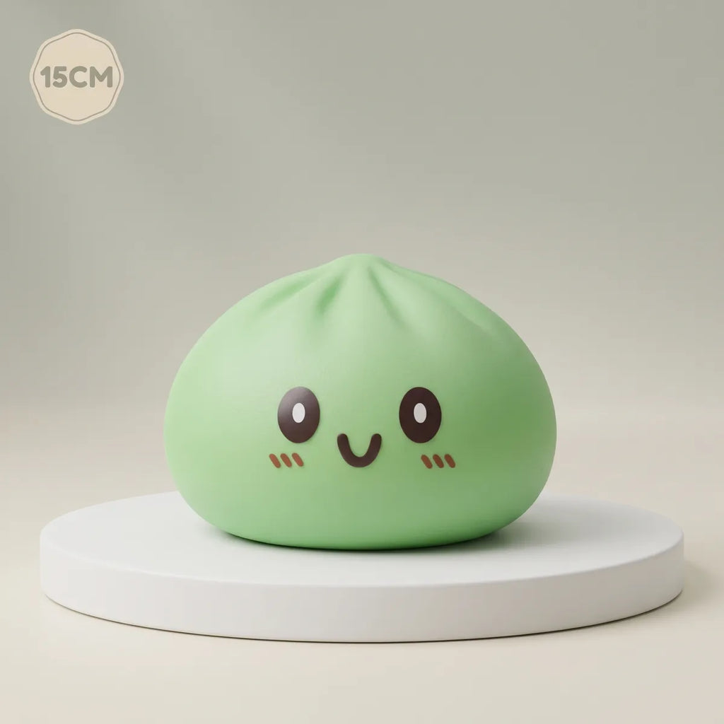 Squishy Dumpling Vert 15 cm — vu de face sur fond neutre
