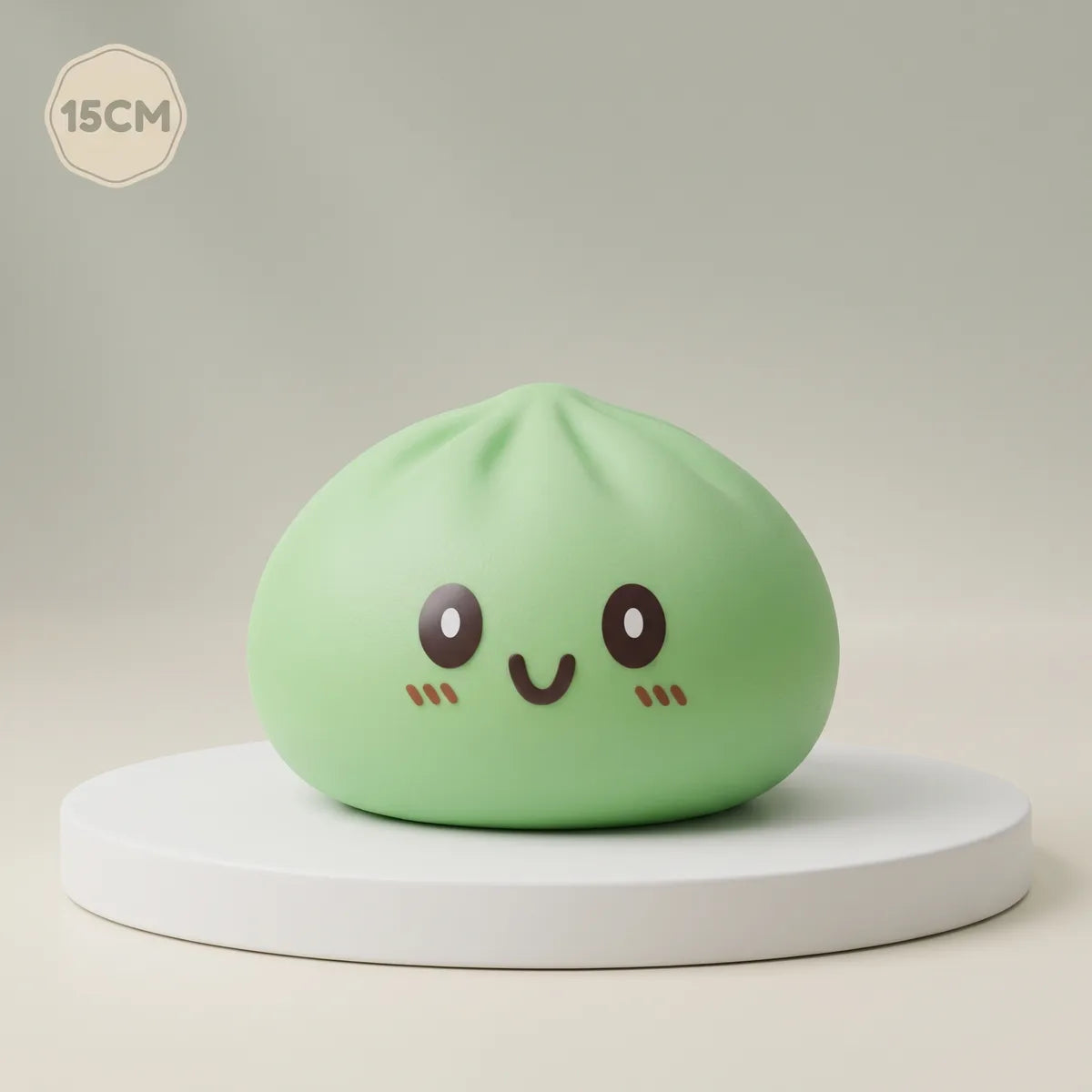 Squishy Dumpling Vert 15 cm — vu de face sur fond neutre