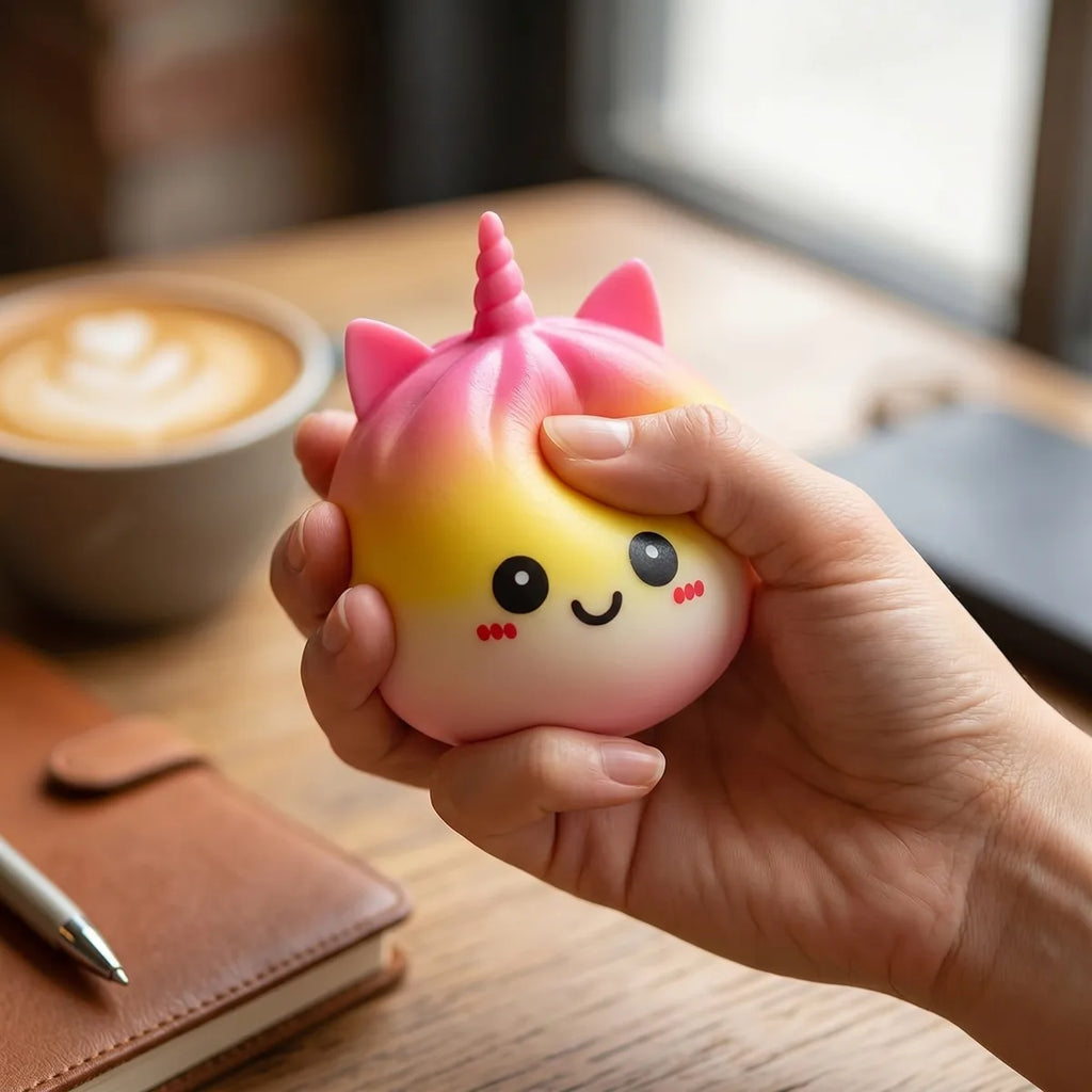 Squishy Dumpling Licorne Arc-en-ciel Jumbo — en décoration de bureau
