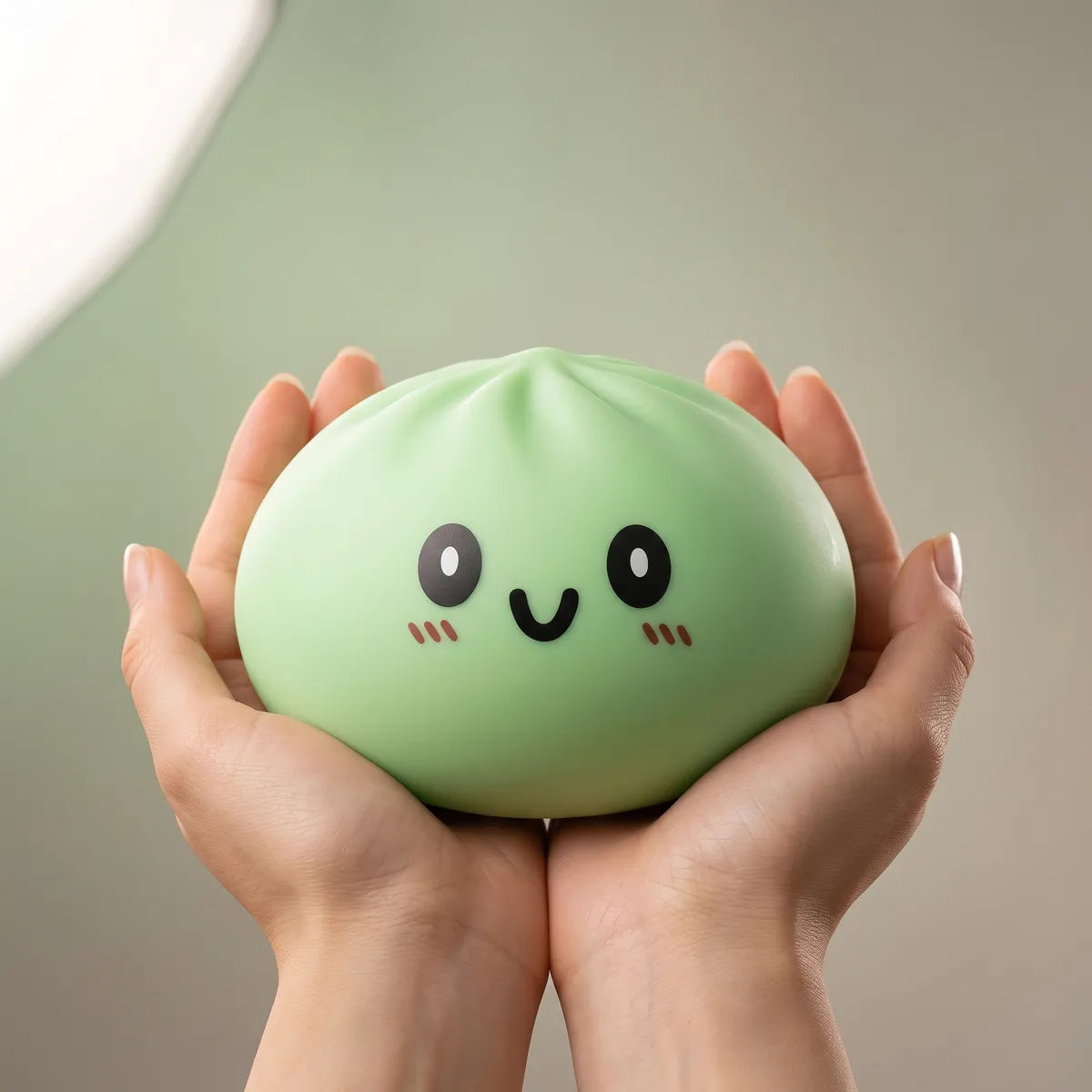 Squishy Dumpling Vert 15 cm — tenu à deux mains