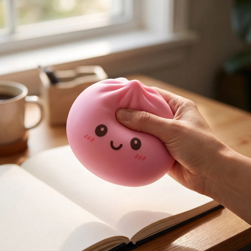 Squishy Dumpling Rose 15 cm — utilisé comme anti-stress