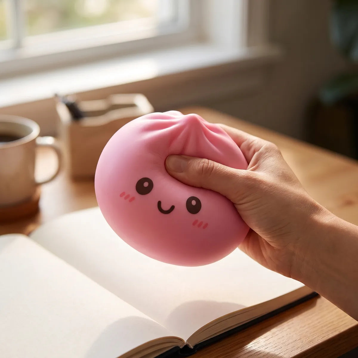 Squishy Dumpling Rose 15 cm — utilisé comme anti-stress