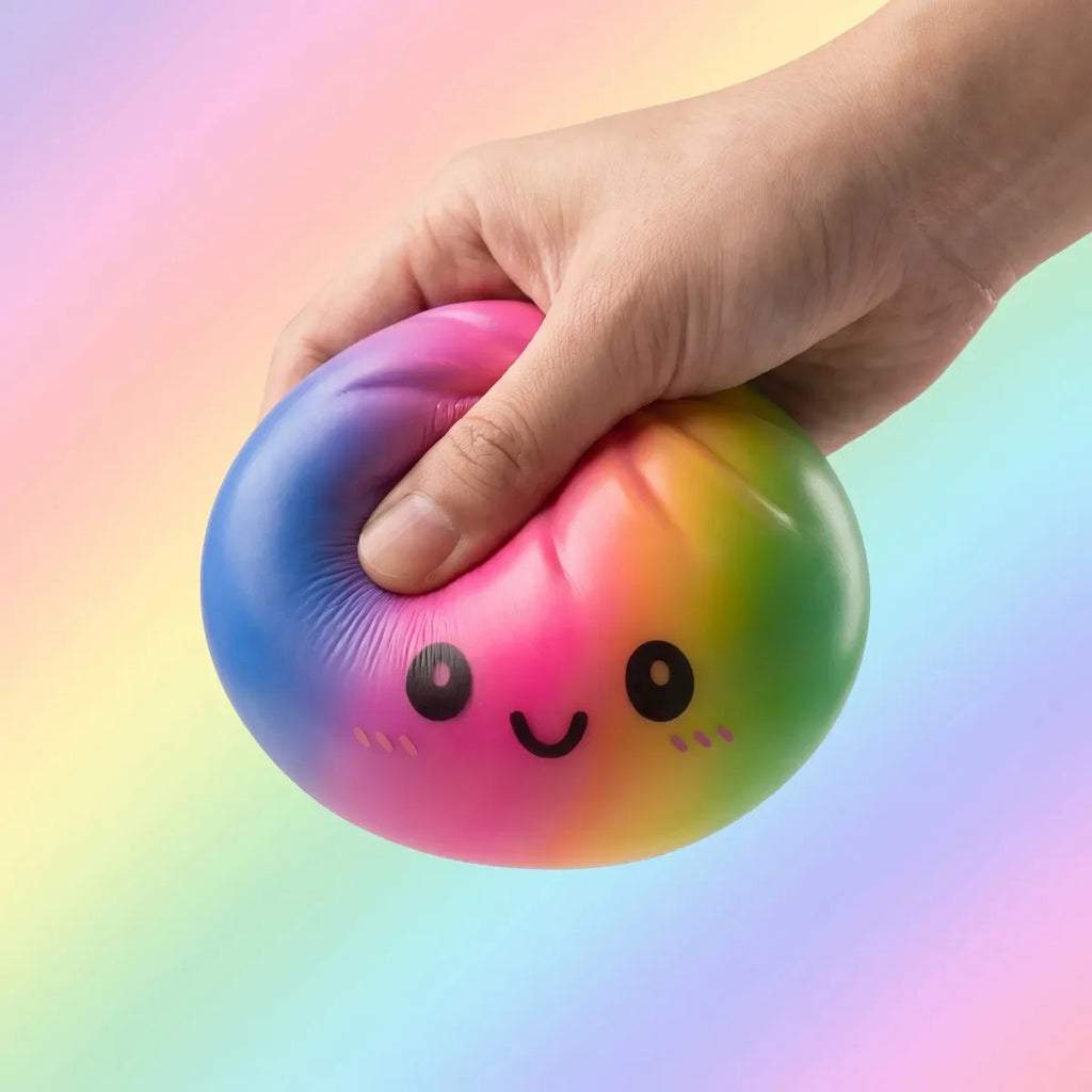 Squishy Dumpling Arc-en-ciel 15 cm — en situation de jeu