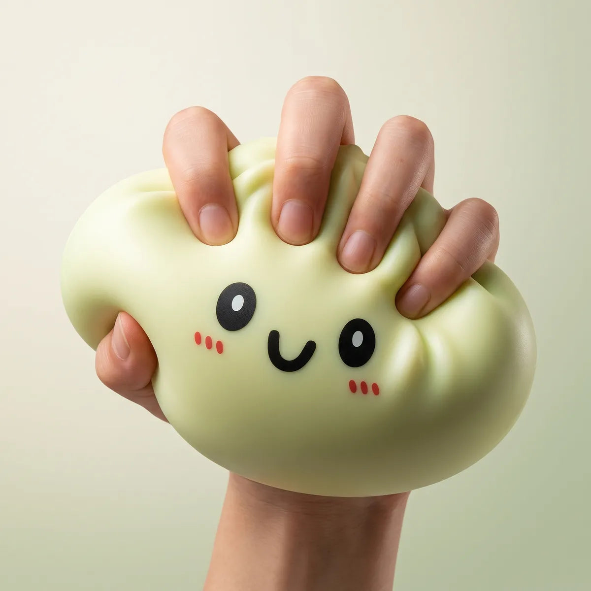 Squishy Dumpling Jaune 15 cm — pressé entre les doigts