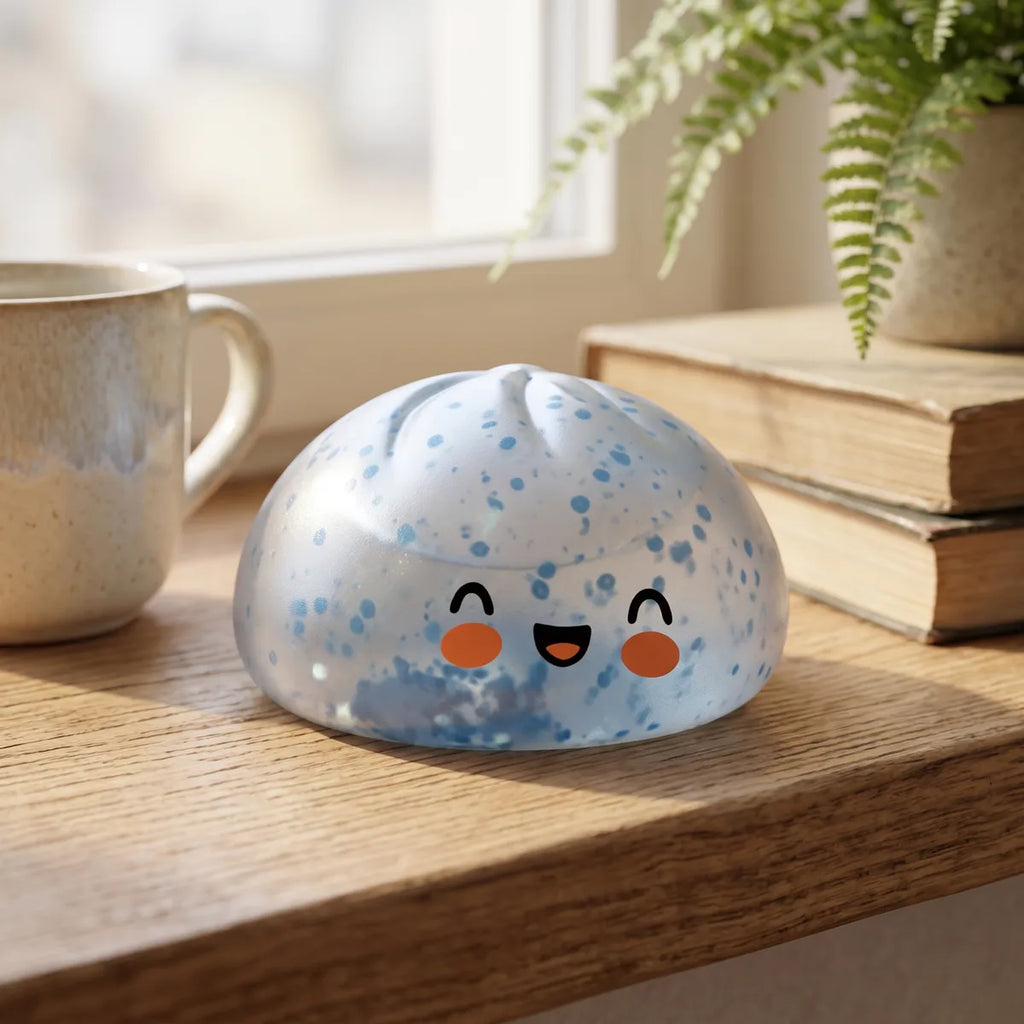 Squishy Dumpling Bleu Glacé Pailleté — en situation