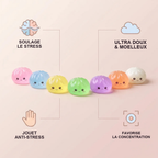 Lot de 7 Mini Squishy Dumpling Sucre — guide des tailles, comparaison avec une main