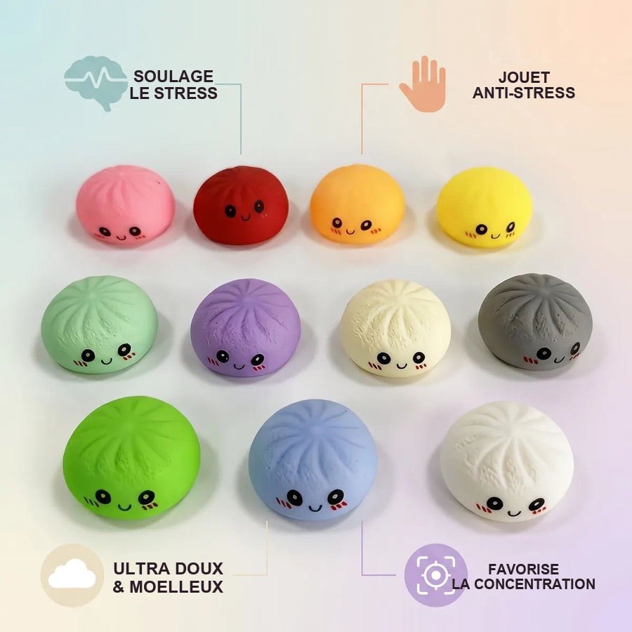 Lot de Mini Squishy Dumpling Mystère 3,3 cm — guide des tailles, comparaison avec une main