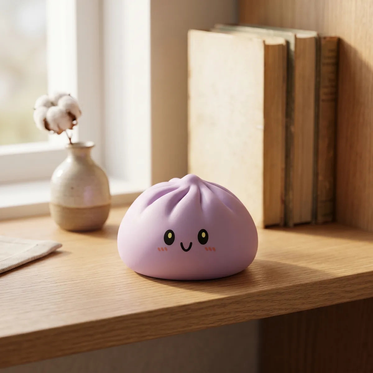Squishy Dumpling Magenta Fruits Rouges — dans son panier vapeur en bambou