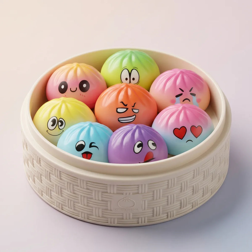 Trio Mini Squishy Dumpling Kawaii — macro de la surface