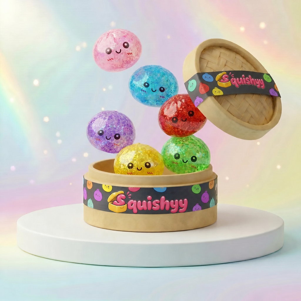 Mini Squishy Dumpling Métallisé — vu de face sur fond neutre