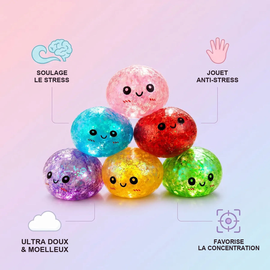 Mini Squishy Dumpling Métallisé — guide des tailles, comparaison avec une main