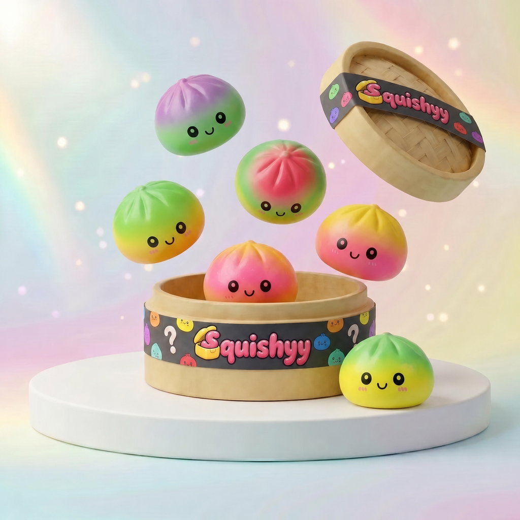 Mini Squishy Dumpling Mystère Dégradé — vu de face sur fond neutre