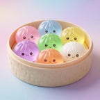 Lot de 7 Mini Squishy Dumpling Sucre — macro de la surface