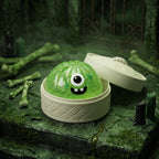 Squishy Dumpling Monstre vert à un œil — Halloween — avec sa boîte Halloween