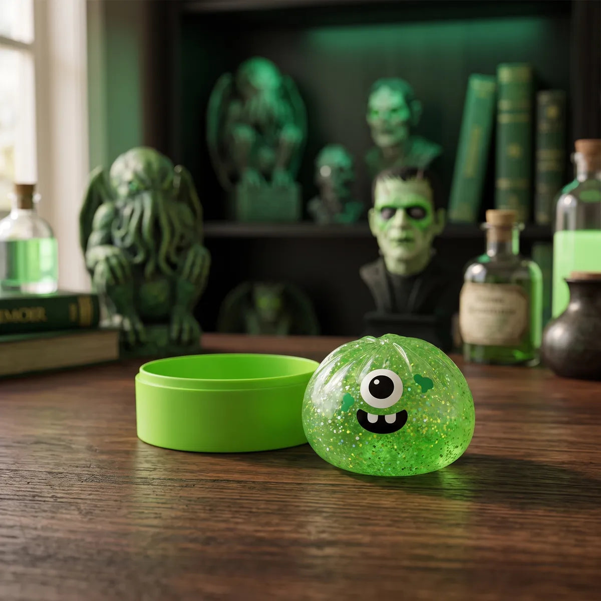 Squishy Dumpling Monstre vert à un œil — Halloween — en décor d'Halloween