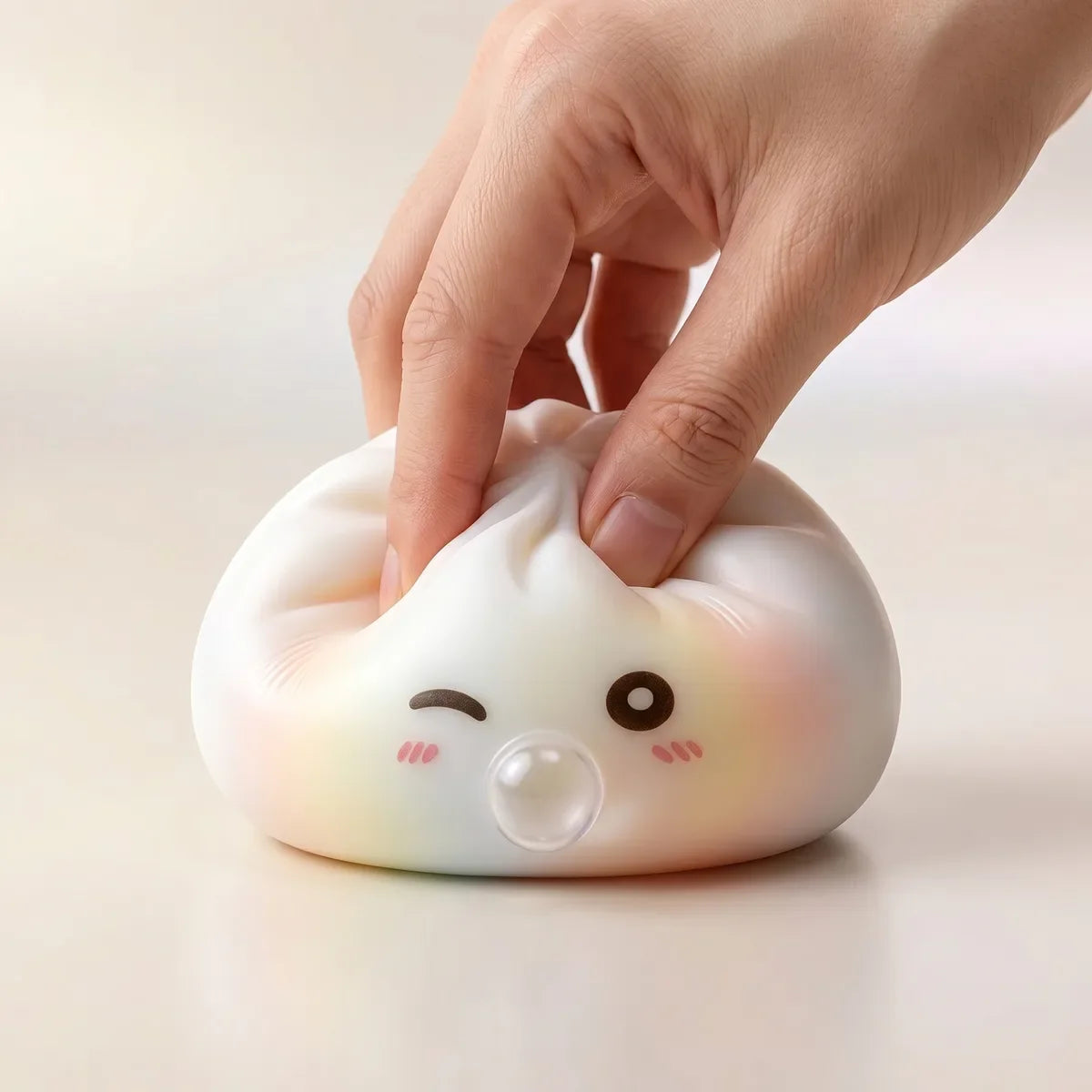 Squishy Dumpling Mystère Bubble — en situation de jeu