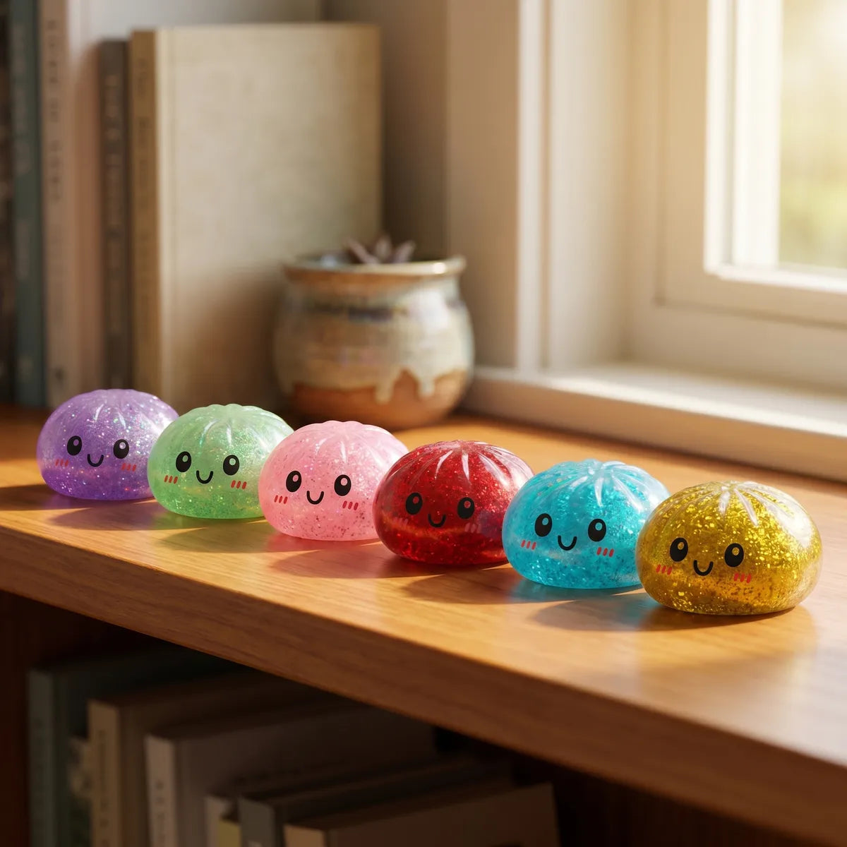 Squishy Dumpling Mystère Paillettes — dans son panier vapeur en bambou