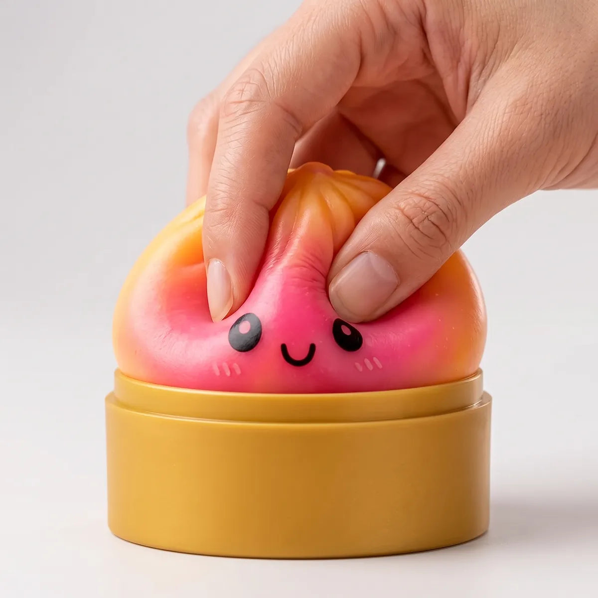 Mini Squishy Dumpling Mystère Dégradé — pendant la remontée lente de la pâte