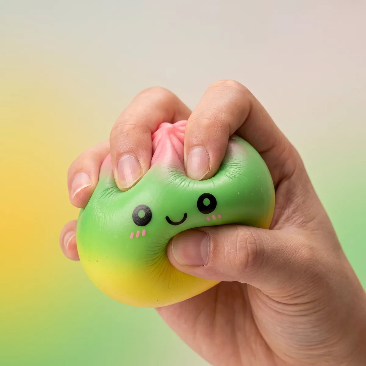 Mini Squishy Dumpling Mystère Dégradé — pressé entre les doigts