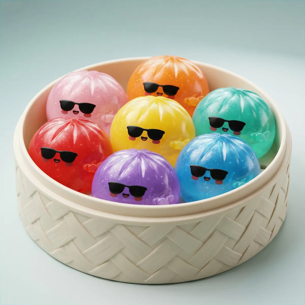 Squishy Dumpling Mystère à Lunettes — macro de la surface